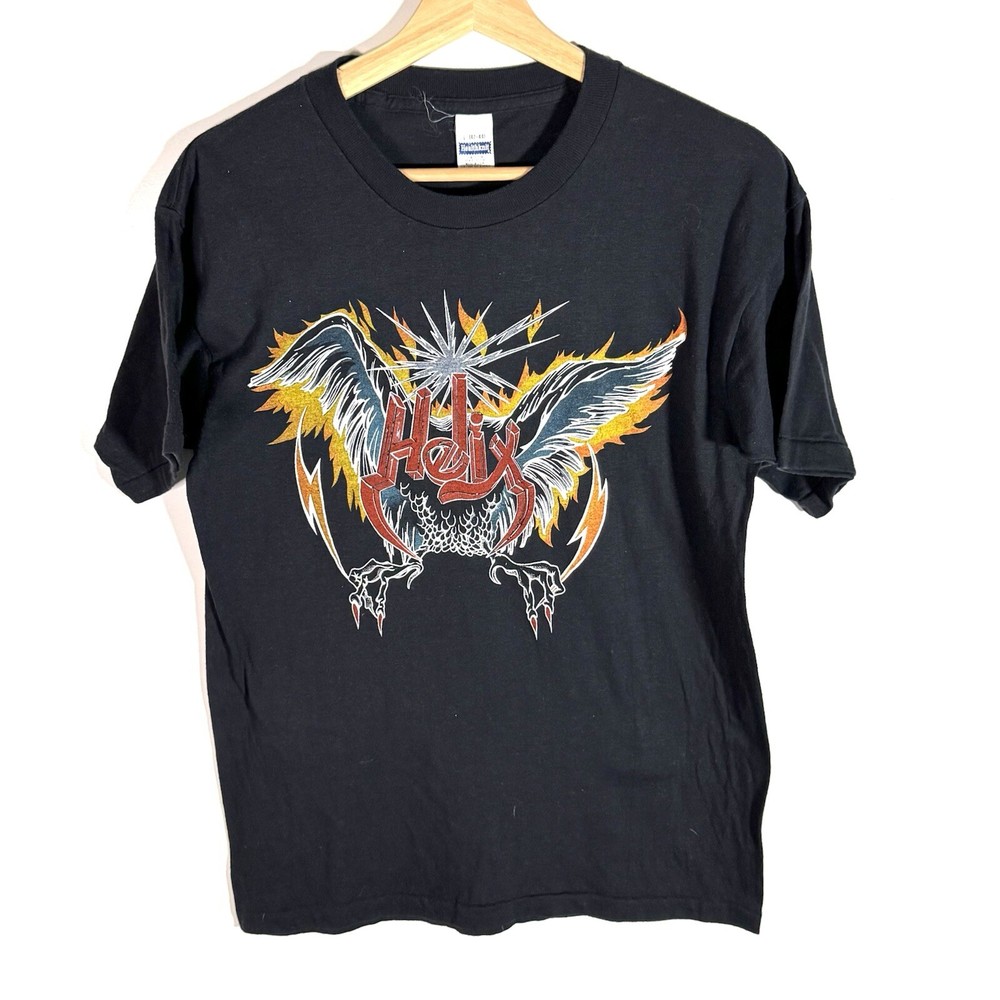 Vintage 1980s Helix Graphic Band Tee for Women - Large Size