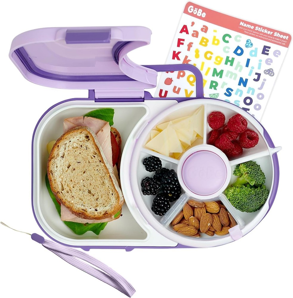 Kids Lunchbox W/ Small Snack Spinner Flip Bundle W/ Hand Strap & Sticker Sheet