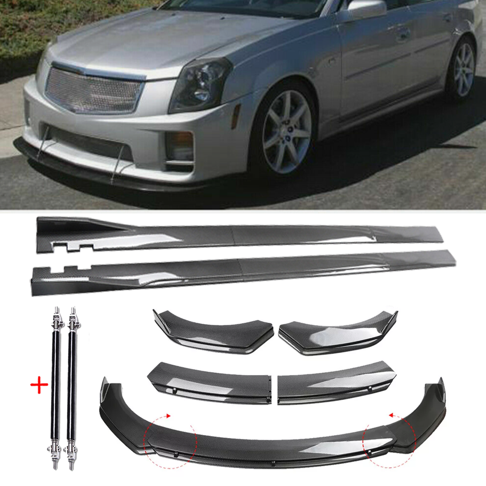 Cadillac STS Front Lip Spoiler Side Skirts Carbon Fiber Body Kit  