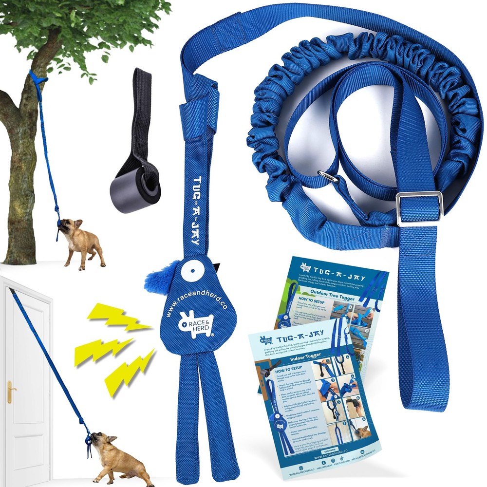 | Tug-A-Jay Outdoor Bungee Rope Toy | Interactive Tree Hanging Exercise Dog T...
