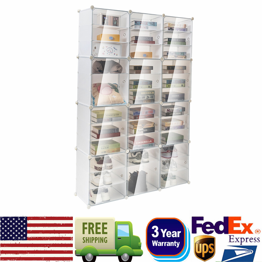 36-Pair Stackable Shoe Rack Organizer with 12-Tier Storage Cabinet