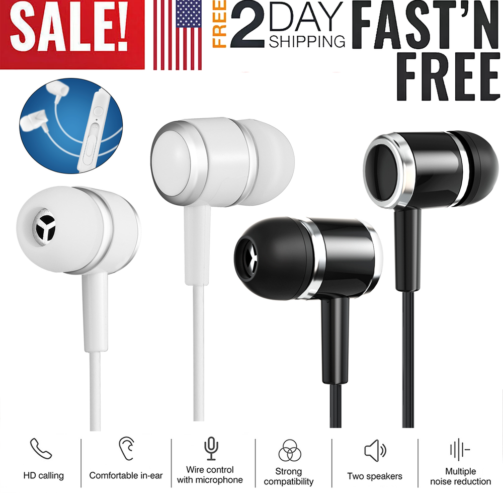 1/2 Type USB C Earphones In-ear Mic Headphones Earbuds Wire Headset For Samsung