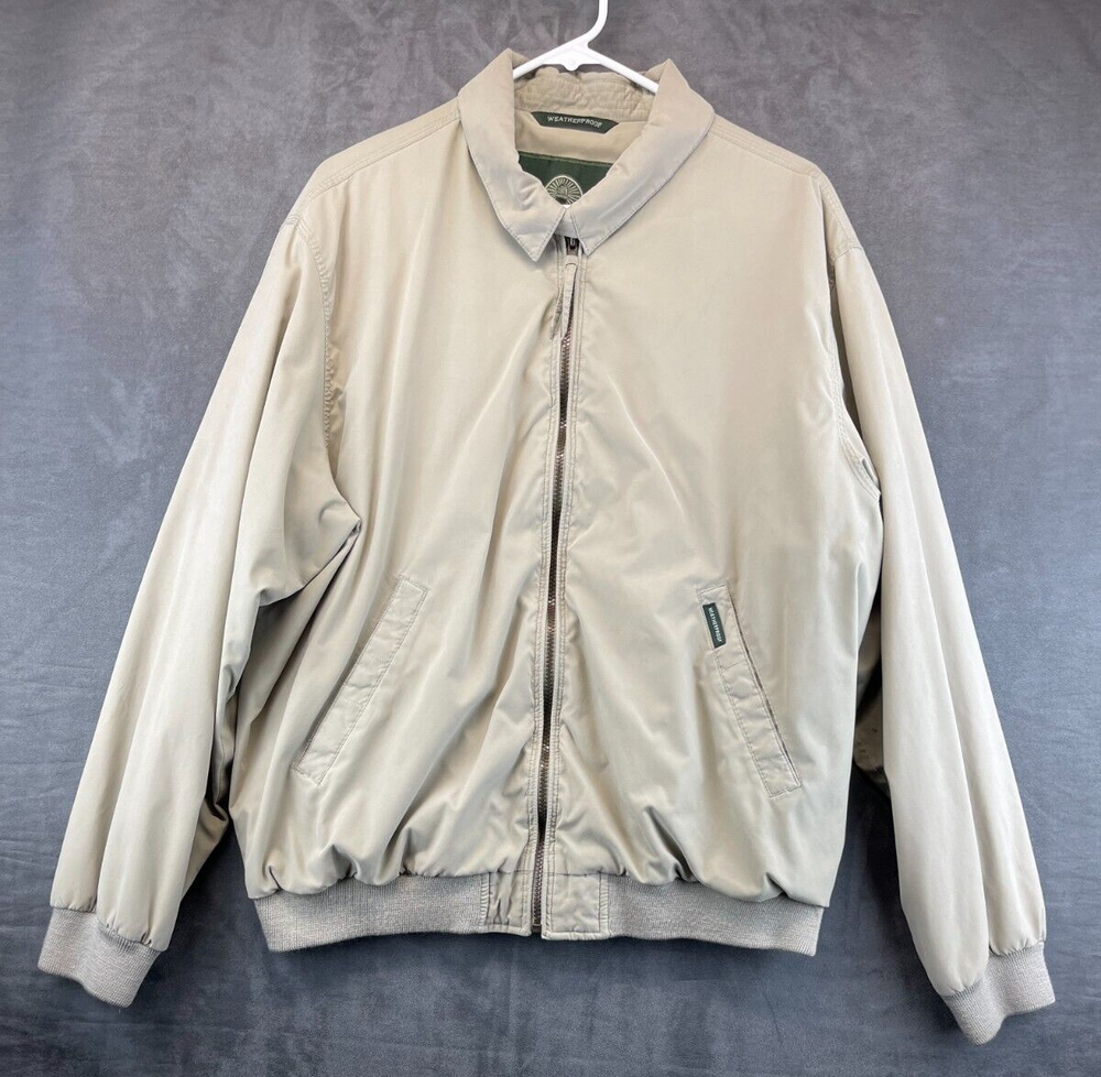 Weatherproof Garment Co Microfiber Men's Coat Jacket Beige Sz Large  (2489)