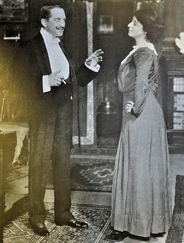 1910 Vintage Illustration Actors Hall McAllister and Miss Katherine Emmett