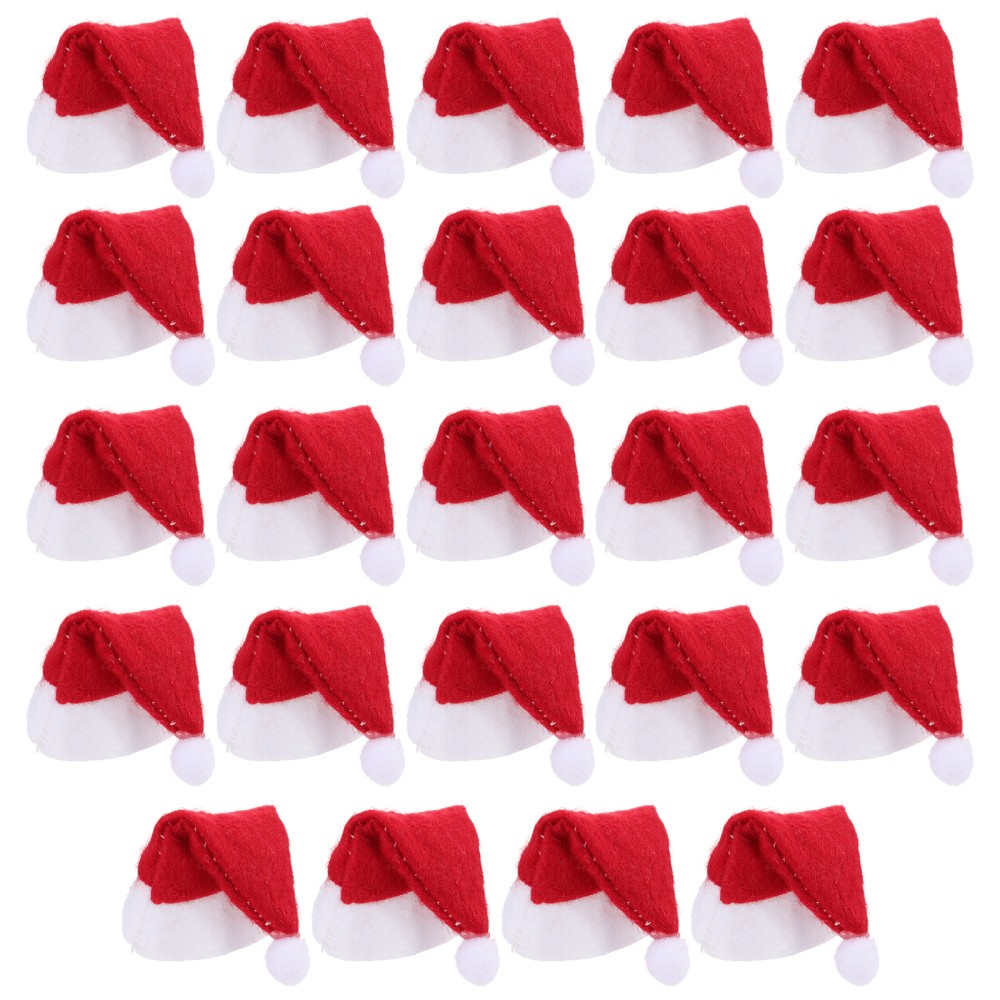 24 Mini Santa Hat Toppers for Dad & Kids Christmas Lollipop Candy Decorations