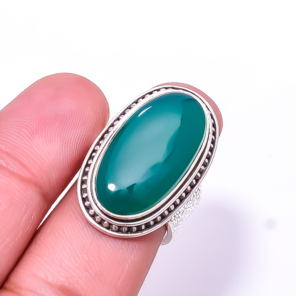 Green Onyx Designer 925 Sterling Silver Ring S.7 R934017831 Valentine Gift