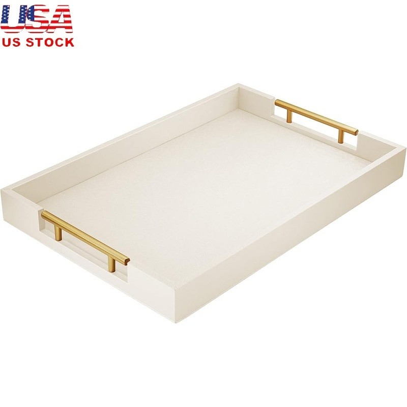 Sturdy Ottoman Serving Tray Large Decorative Food Drink Organizer Elegant Design