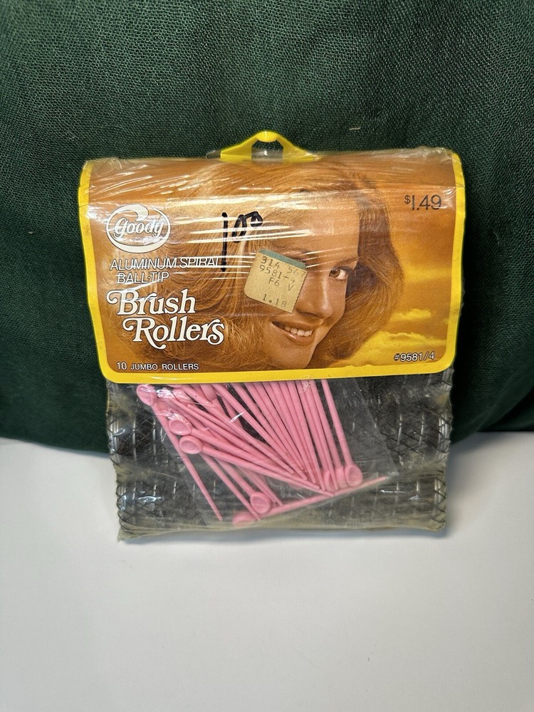 Goody Vintage 1977 New 10 Jumbo Aluminum Spiral Ball-Tip Brush Rollers