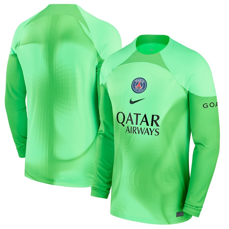 Paris Saint-Germain Nike Mens Home Goalkeeper Long Sleeve Jersey Kit Green Sz XL