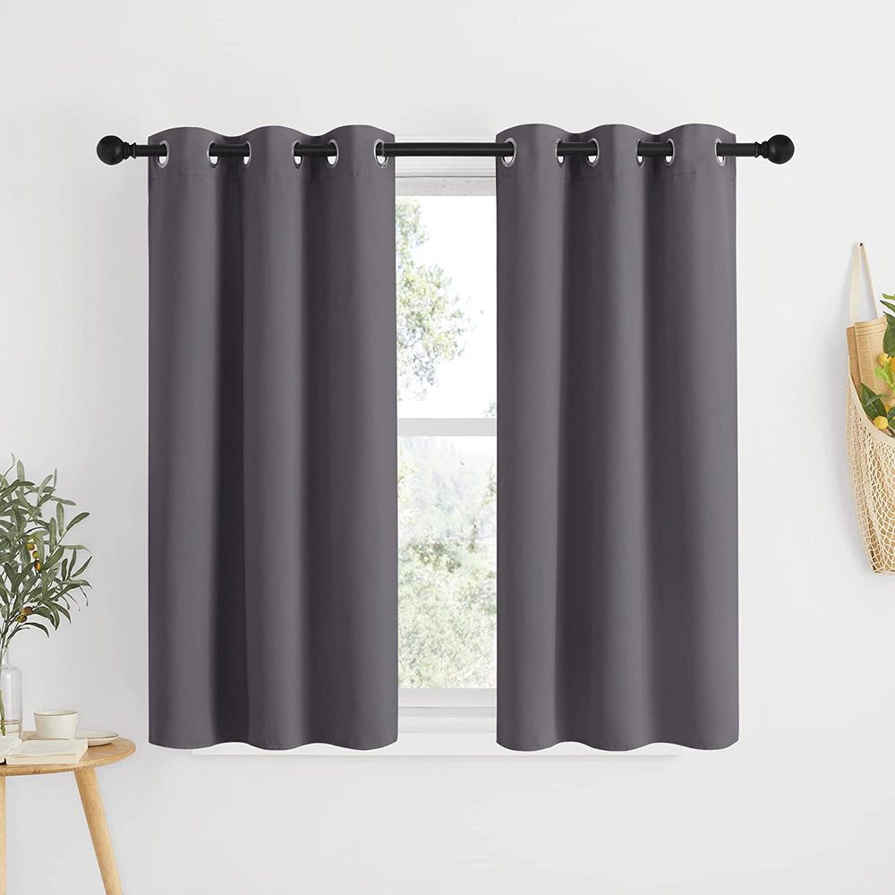 48-Inch Grey Blackout Curtains Set of 2 Thermal Insulated Room Darkening Panels
