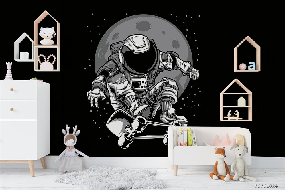 3D Astronaut Planet Illustration Wall Murals Wallpaper Murals Wall Sticker