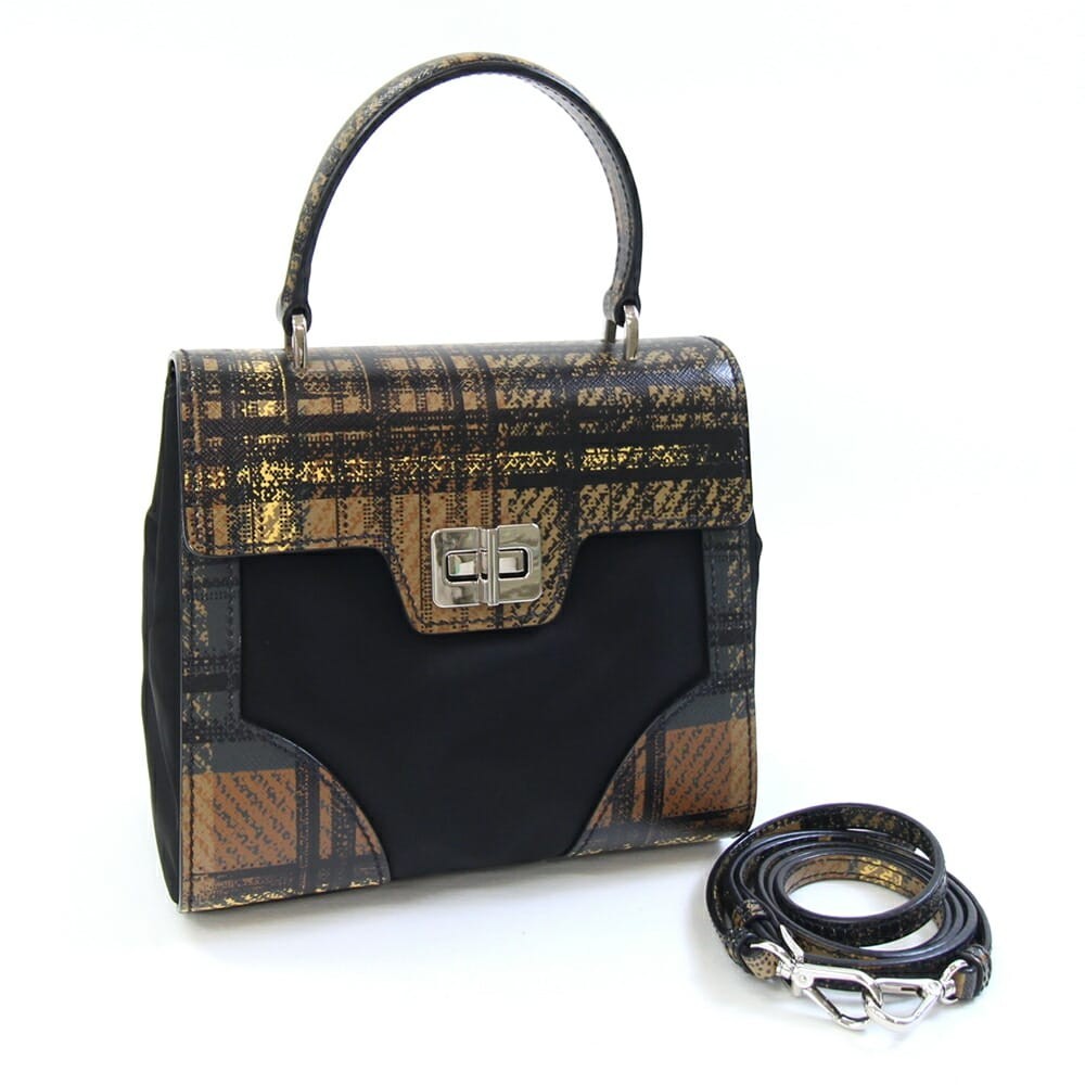 PRADA Re-Nylon Leather 2-Way Handbag Shoulder Bag Black Authentic