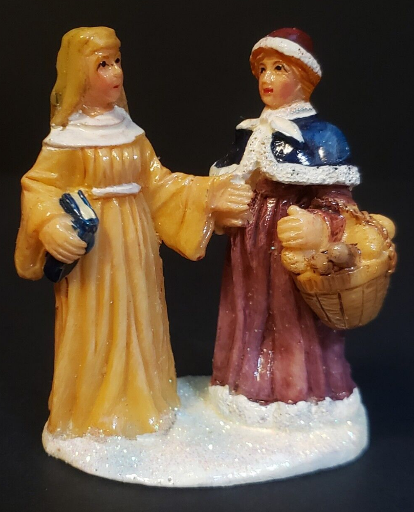 Holiday Time Santa's Workbench Christmas Village Figurine with Woman Holding Basket and Bible  