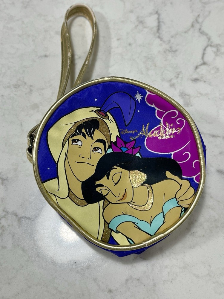 Vintage Disney Aladdin Jasmine Blue Gold Wristlet Coin Wallet Purse