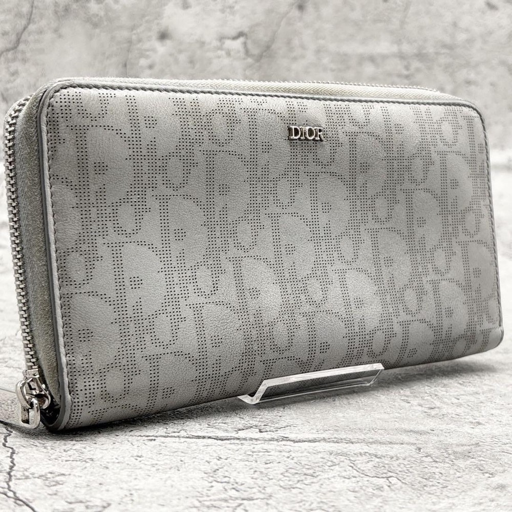 Dior Long Wallet Oblique Galaxy Logo Leather Metal Fittings Used