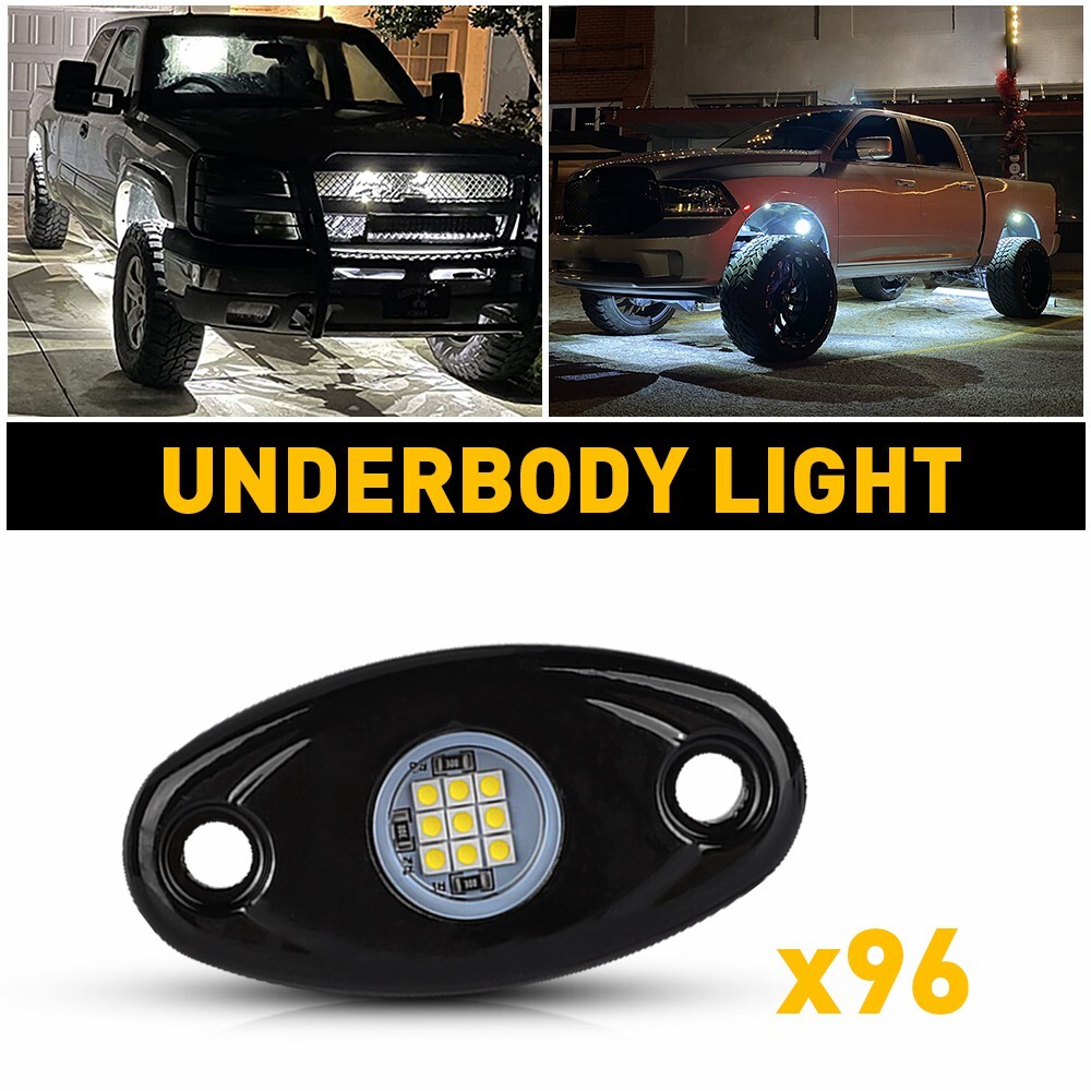 96X White LED Rock Lights For Jeep Off-Road Truck UTV ATV Underbody Wheel Light