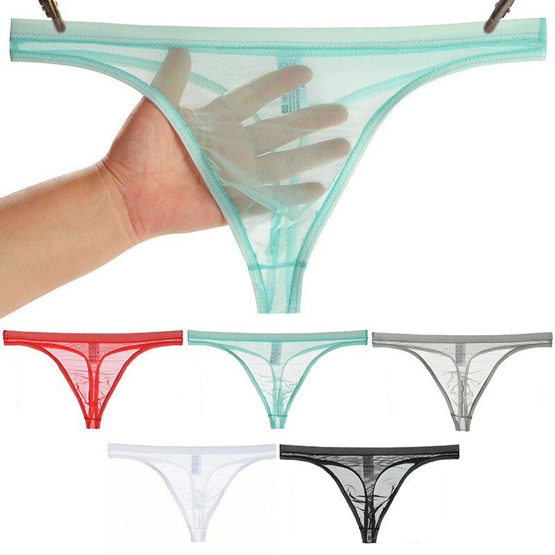 Men Transparent Briefs Underwear Seamless Panties G-string Low Rise Thong wi