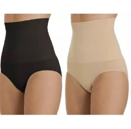 Ladies Firm Tummy Control Briefs 2-Pack Black & Nude S-XXXL