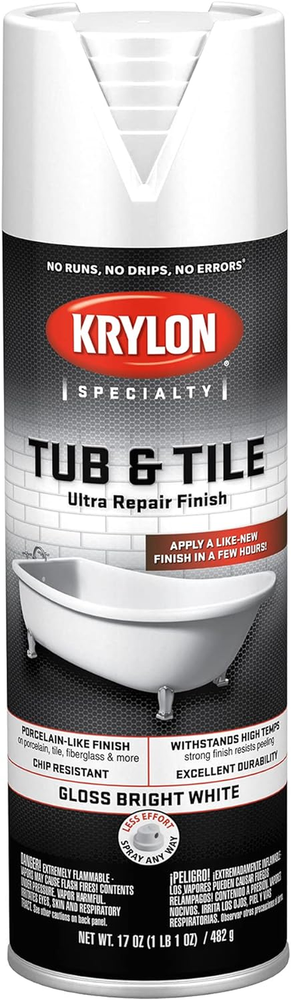 Tub Tile Ultra Repair Finish Spray Paint Aerosol Bright White 17 oz