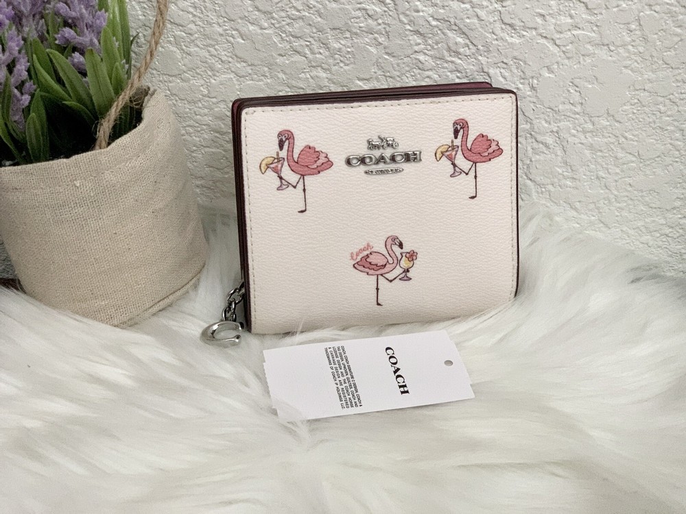 Coach Flamingo Print Snap Wallet in Chalk Pink Multi CK435 🦩