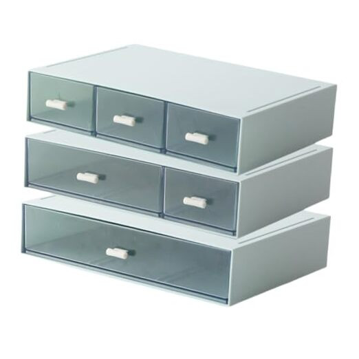 3-Tier Stackable Plastic Desk Organizer with 6 Drawers for Office Storage  