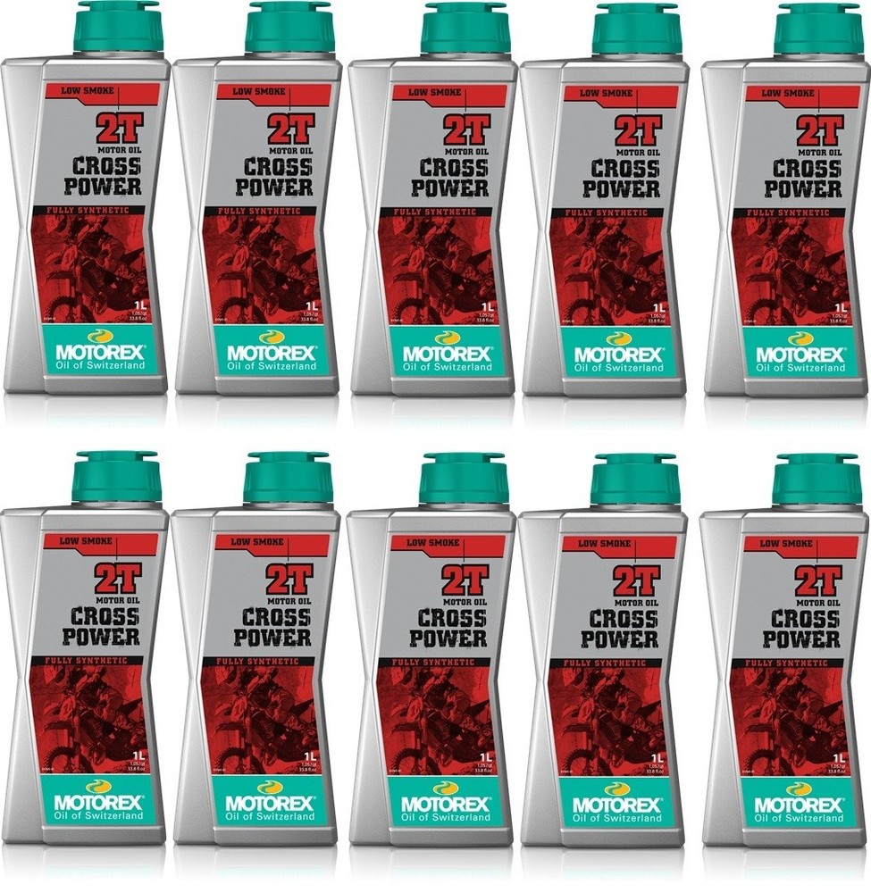 10 Bottles Motorex Cross Power Synthetic 2-Stroke Oil 1L 2T Pre-Mix Racing KTM