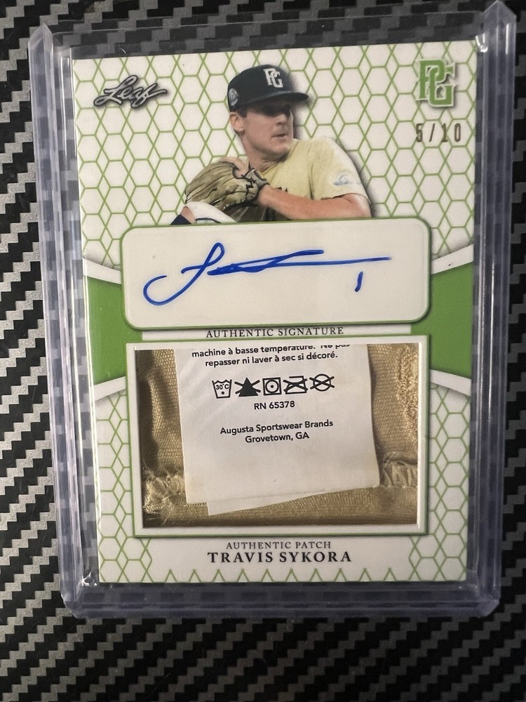 2022 Leaf Perfect Game Travis Sykora Laundry Tag Auto 5/10
