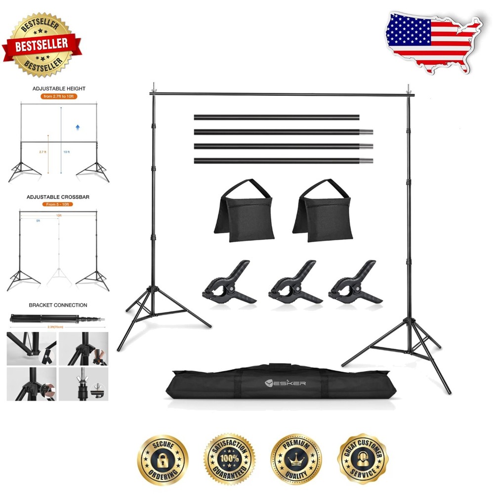 Versatile 10X10 ft Photography Backdrop Support Stand - Easy to Transport