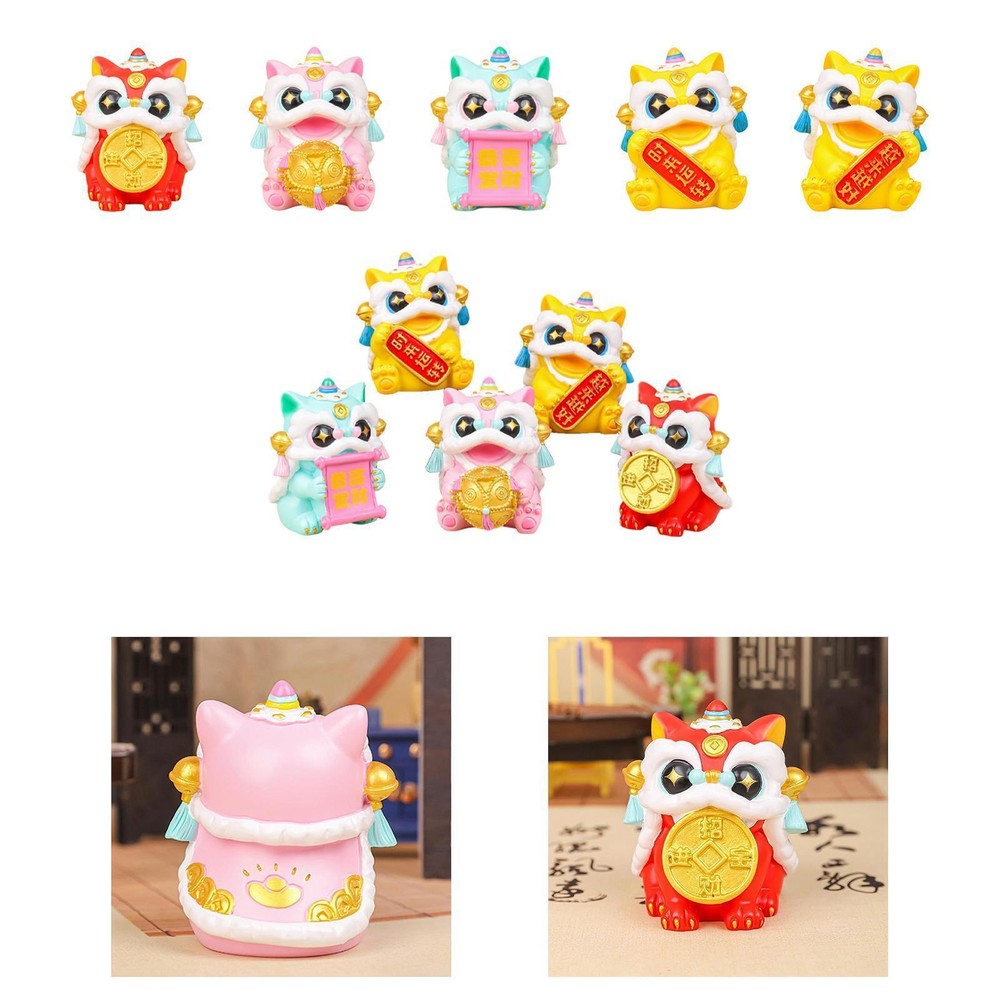 Resin Miniature Figurine Landscape Tearoom Garden Chinese Lion Statue Small