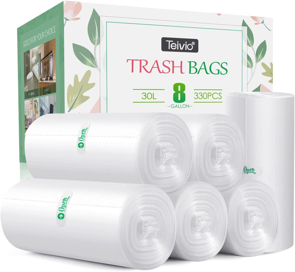 8 Gallon 330 Counts Strong Medium Trash Bags Garbage Bags by ,Waste Basket Trash