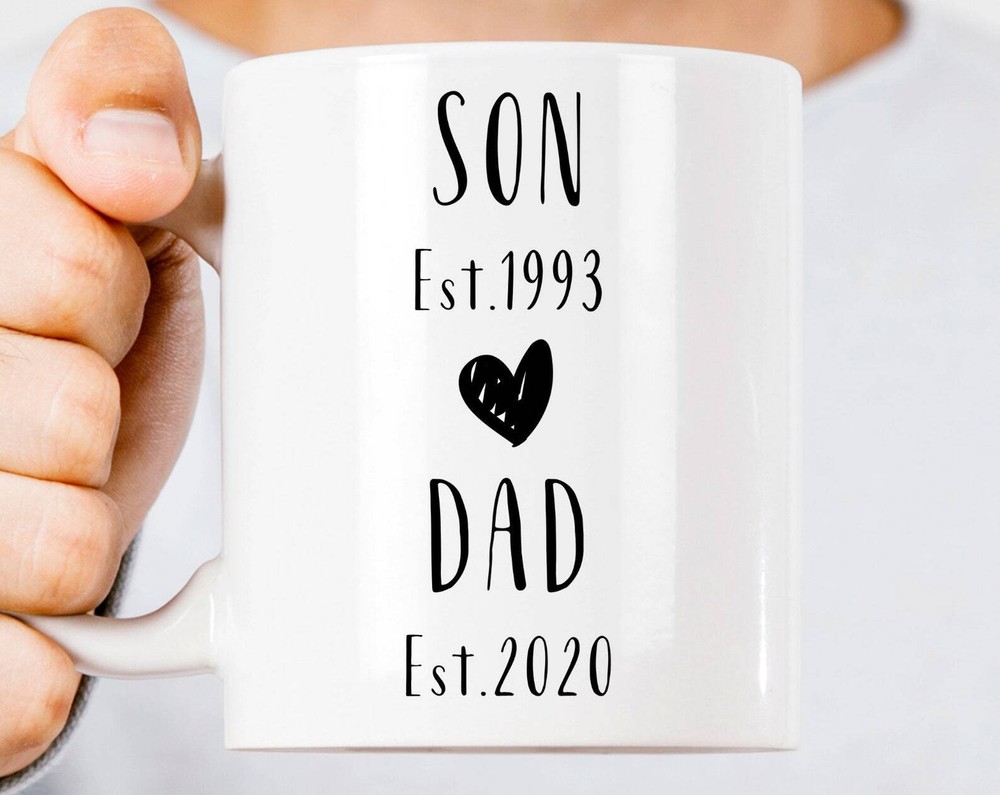 Son To Dad Custom Date Coffee Mug Personalized New Dad Dad Christmas Gift