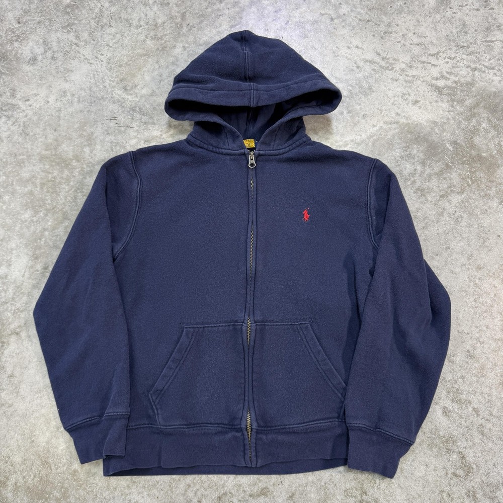 Polo Ralph Lauren Hoodie womens Large Navy Blue Full Zip Sweatshirt Pony Logo