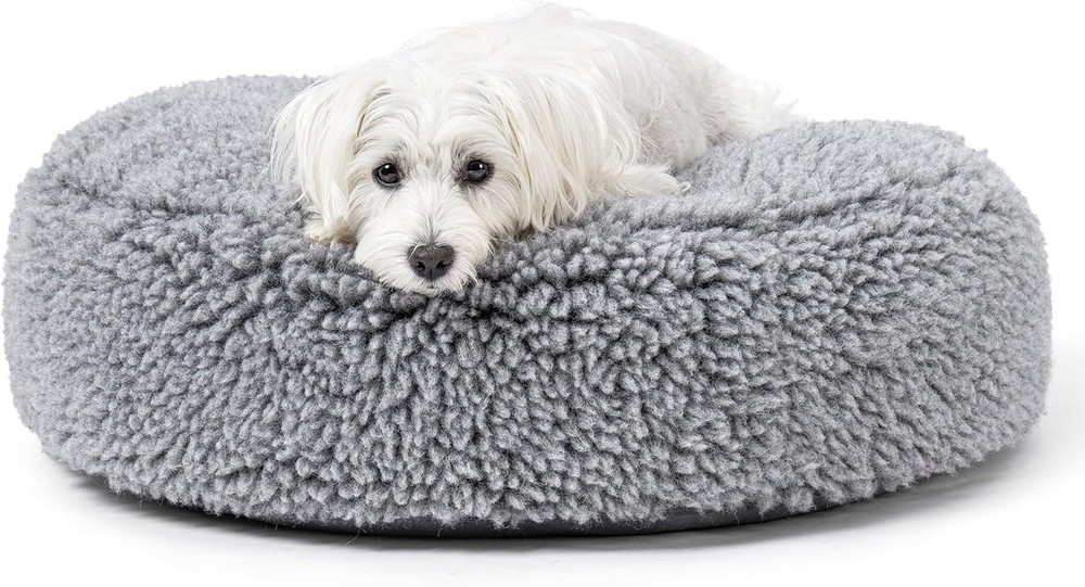 Stoutwool Indestructible Dog Bed - Round Chew Proof Dog Bed - Fluffy Pillow Bed