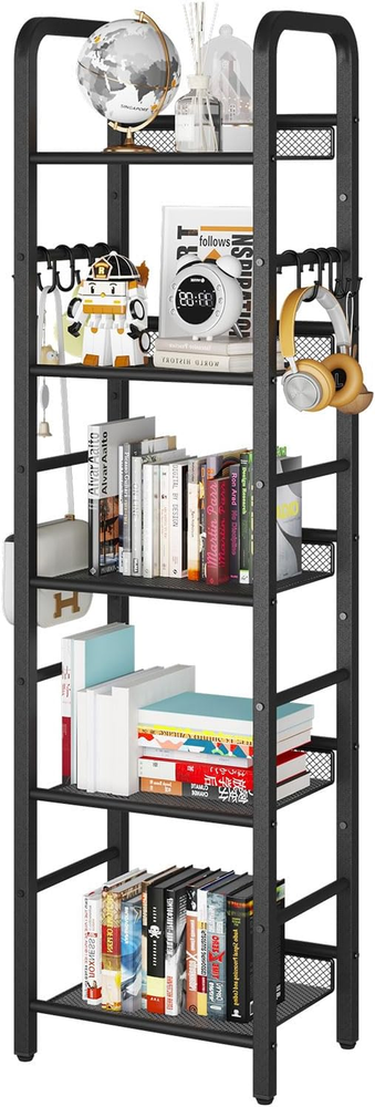 5 Tier Bookshelf, Freestanding Bookcase for Living Room, Bedroom, Home Office, M
