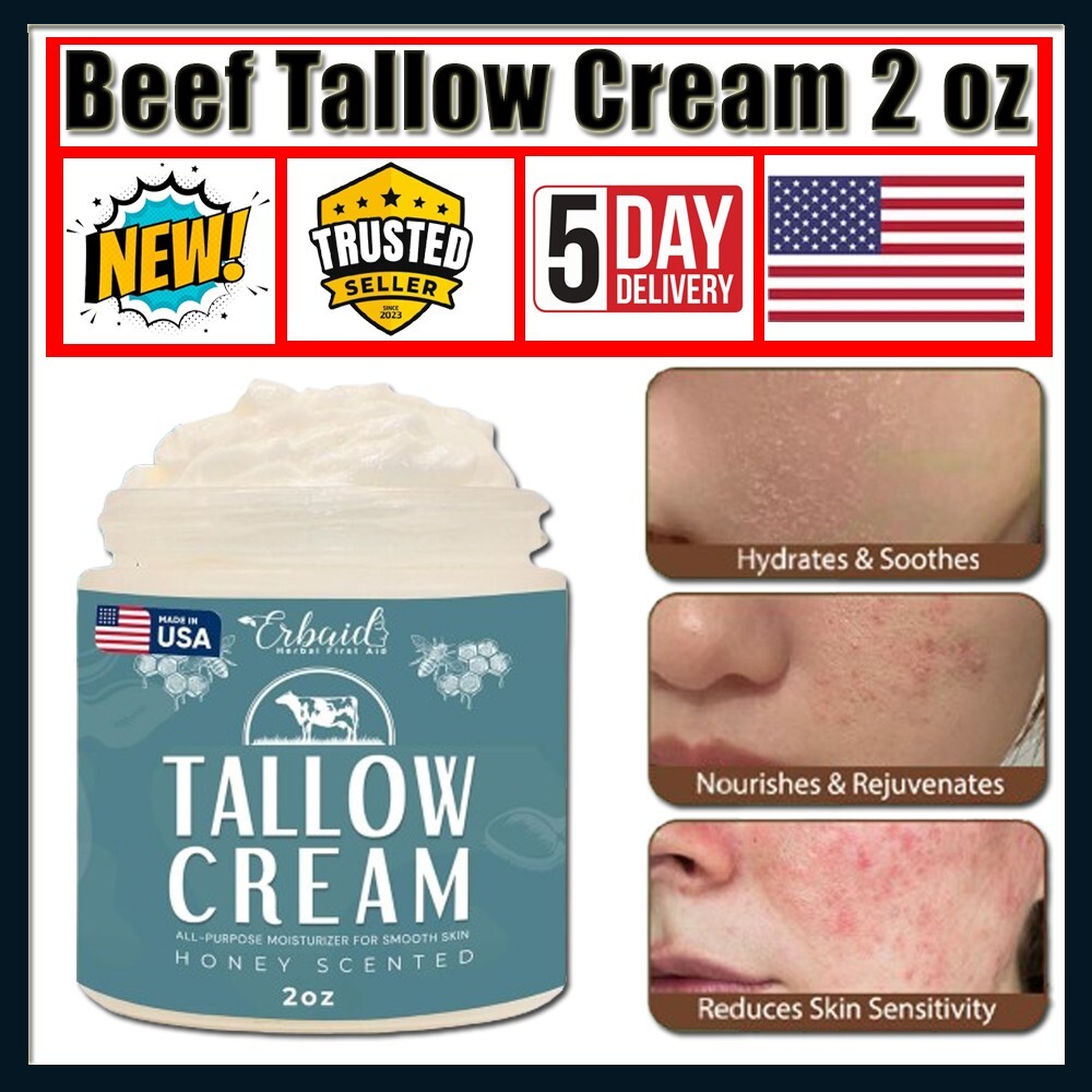 Beef Tallow and Honey Balm,Tallow Face Moisturizer,Grass Fed Grass 2 oz