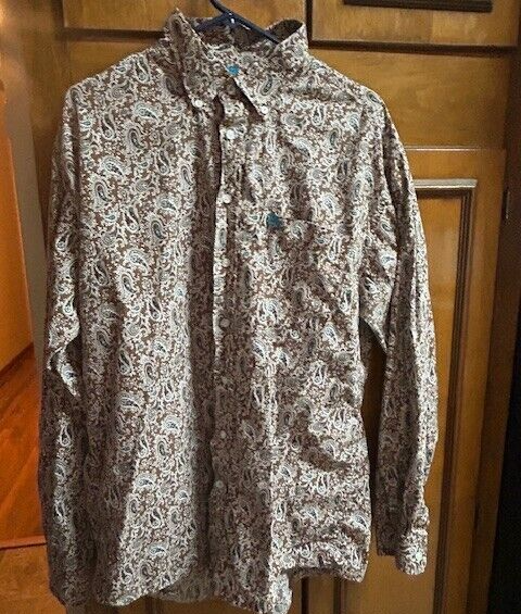 Cinch Paisley Multicolored Long Sleeve Button Down Western Shirt Mens Size XL