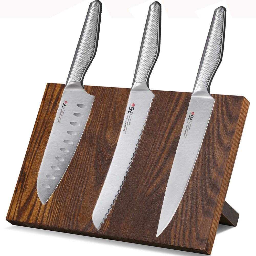 4x TURWHO Kitchen Cook Knife Set German Steel Santoku Bread Slicer Knife Block