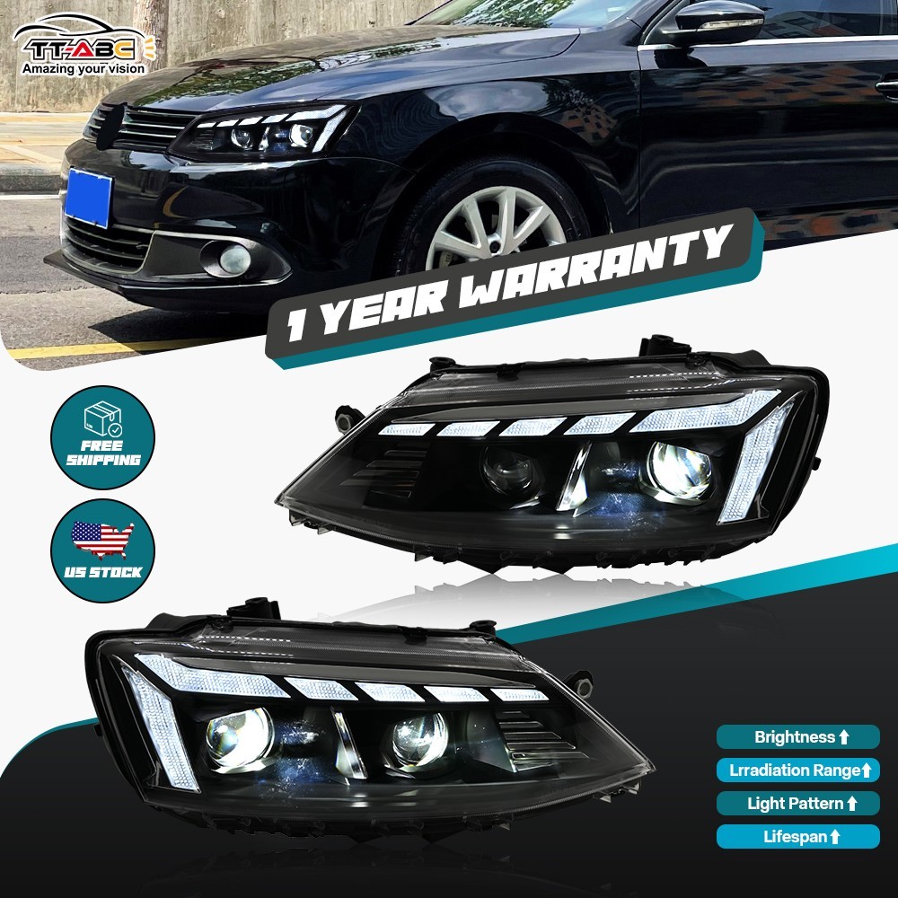 LED Projector Headlights For Jetta MK6 2012-2018 Head Lamps Assembly DRL LH+RH