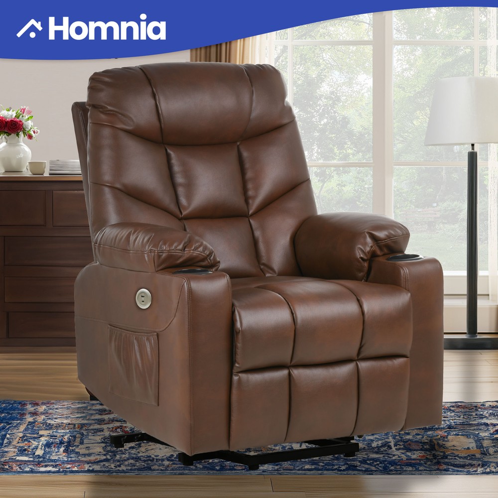 Elderly Electric Recliner Heat Massage Chair Power Lift Sofa Cup Holder Bedroom