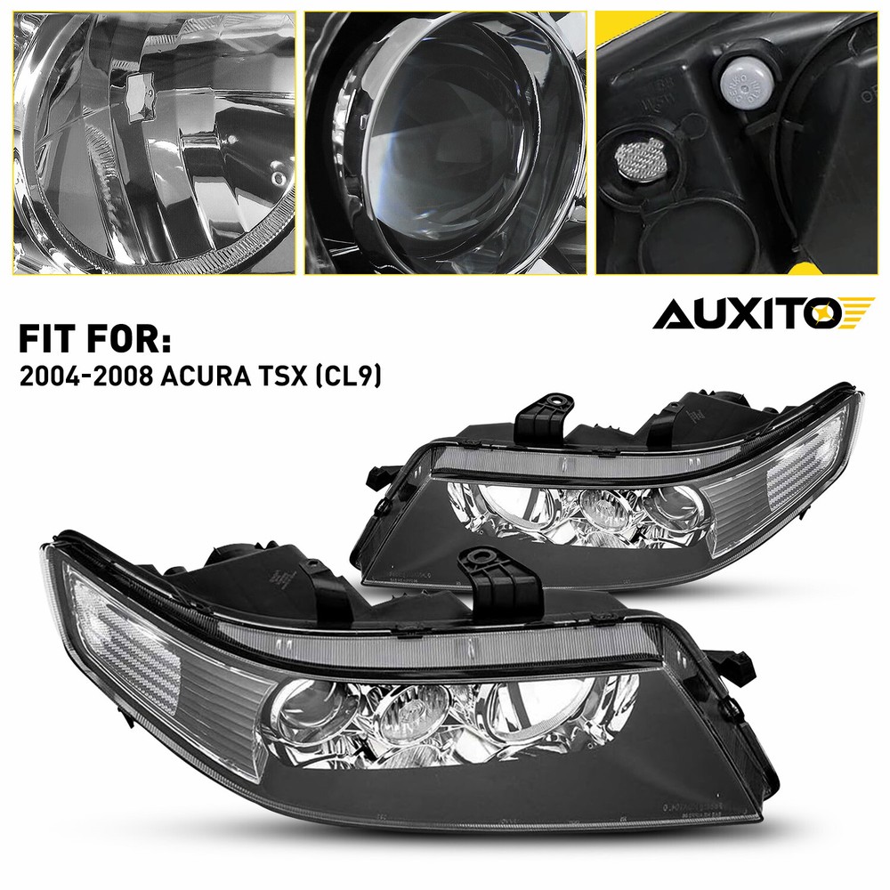 For 2004-2008 (CL9) Acura Headlight Housing TSX Black Projector 2pcs Left&Rifht