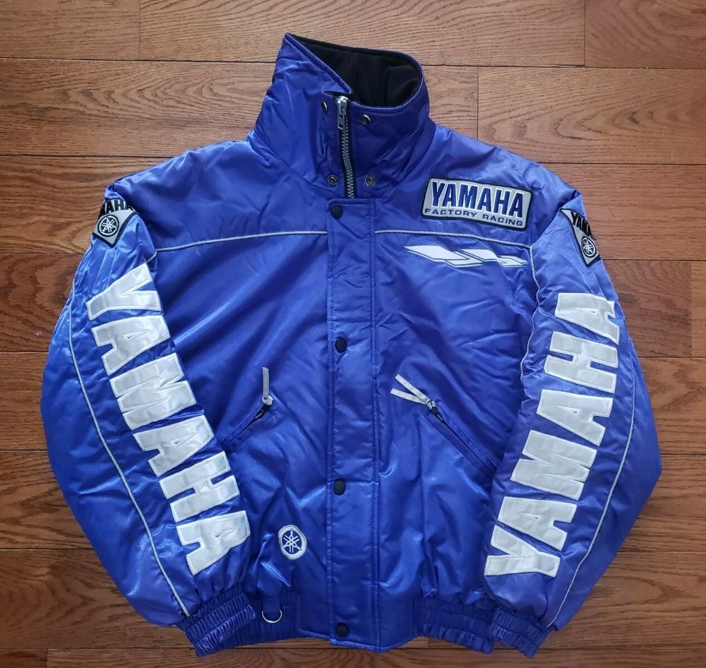 Vintage Yamaha Factory Racing Satin Quilt Lined Jacket Cold Weather Gear Sz Med