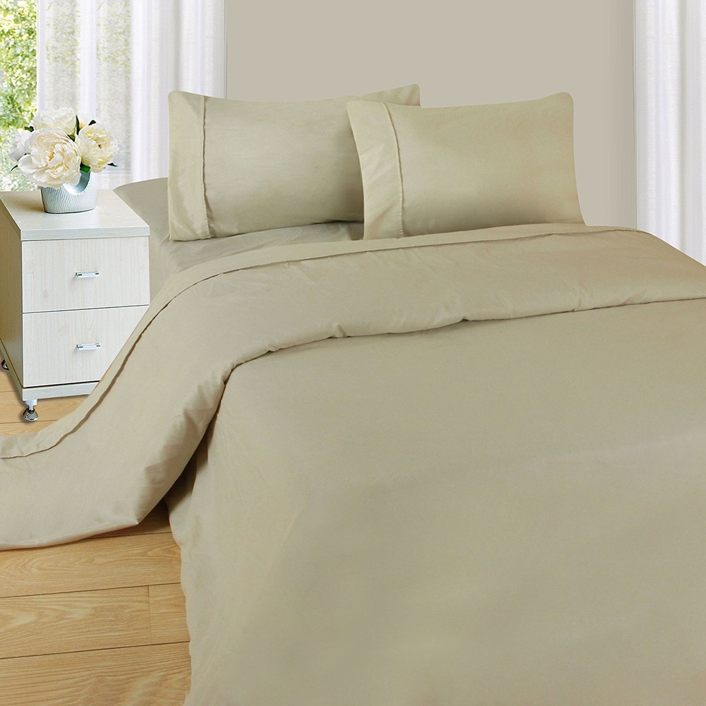 Series 1200 4 Piece Queen Taupe Sheet & Pillowcase Sets