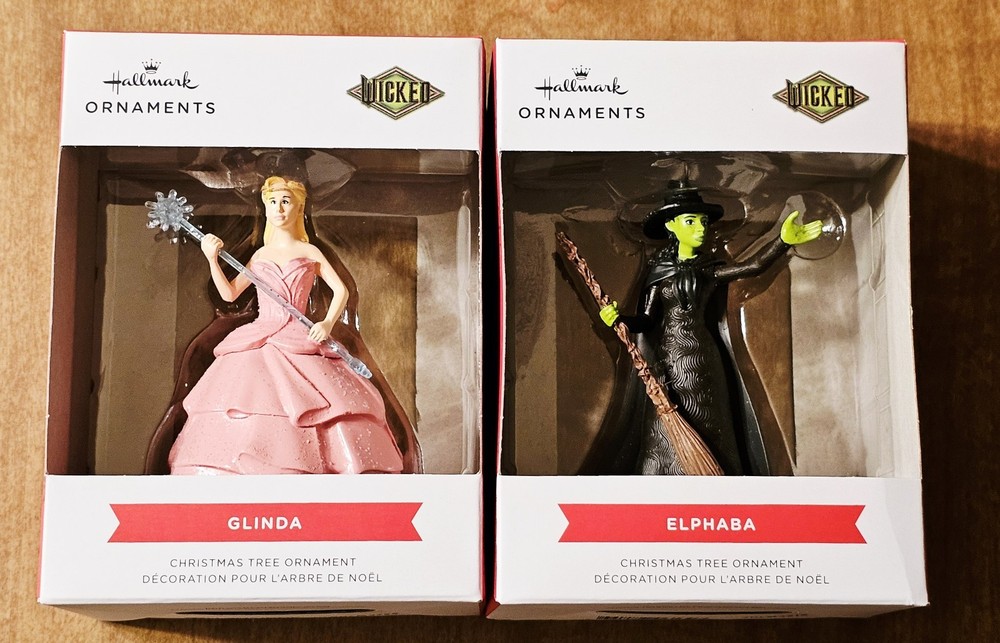 Hallmark Wicked Ornament Lot Elphaba & Glinda Christmas Tree Decor Brand New
