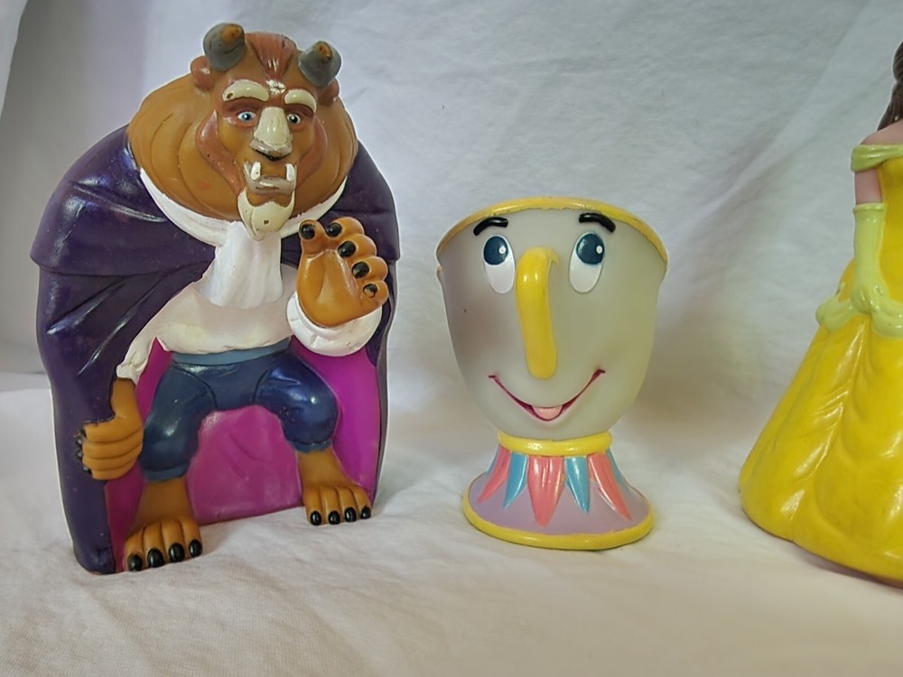 Complete Set of 4 Burger King Beauty and the Beast Hand Puppet Toys from 1991