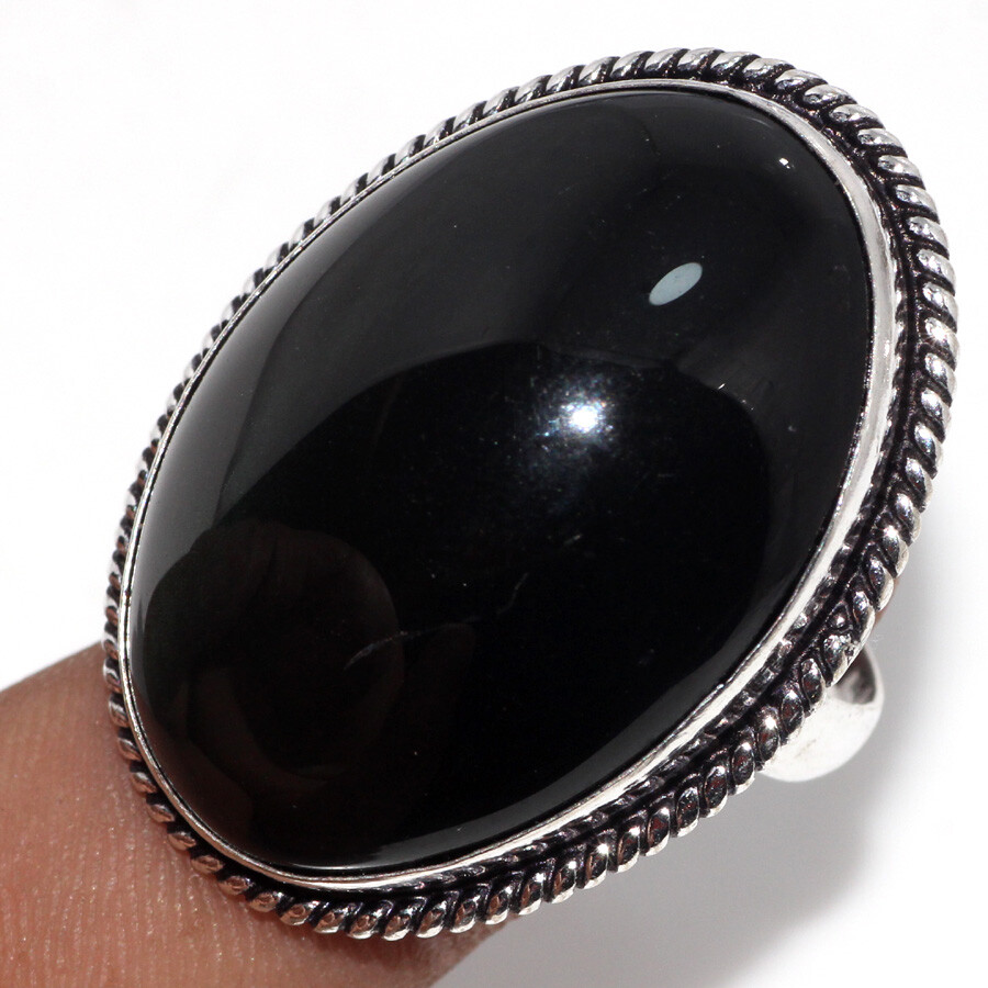 Black Onyx 925 Silver Plated Gemstone Ring US 8 Special For Independence Day JW