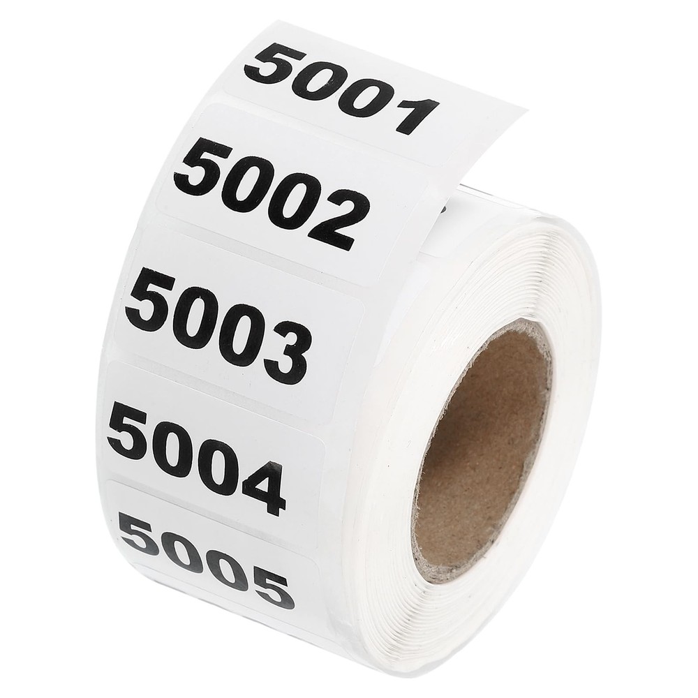 uxcell 1 Roll Inventory Number Sticker, 5001-6000 Consecutive 1.6x0.8