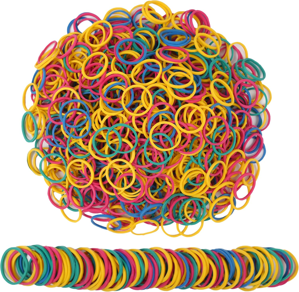 1300Pcs Small Mini Elastic Rubber Bands in Yellow Blue Green Red for Multipurpose Use