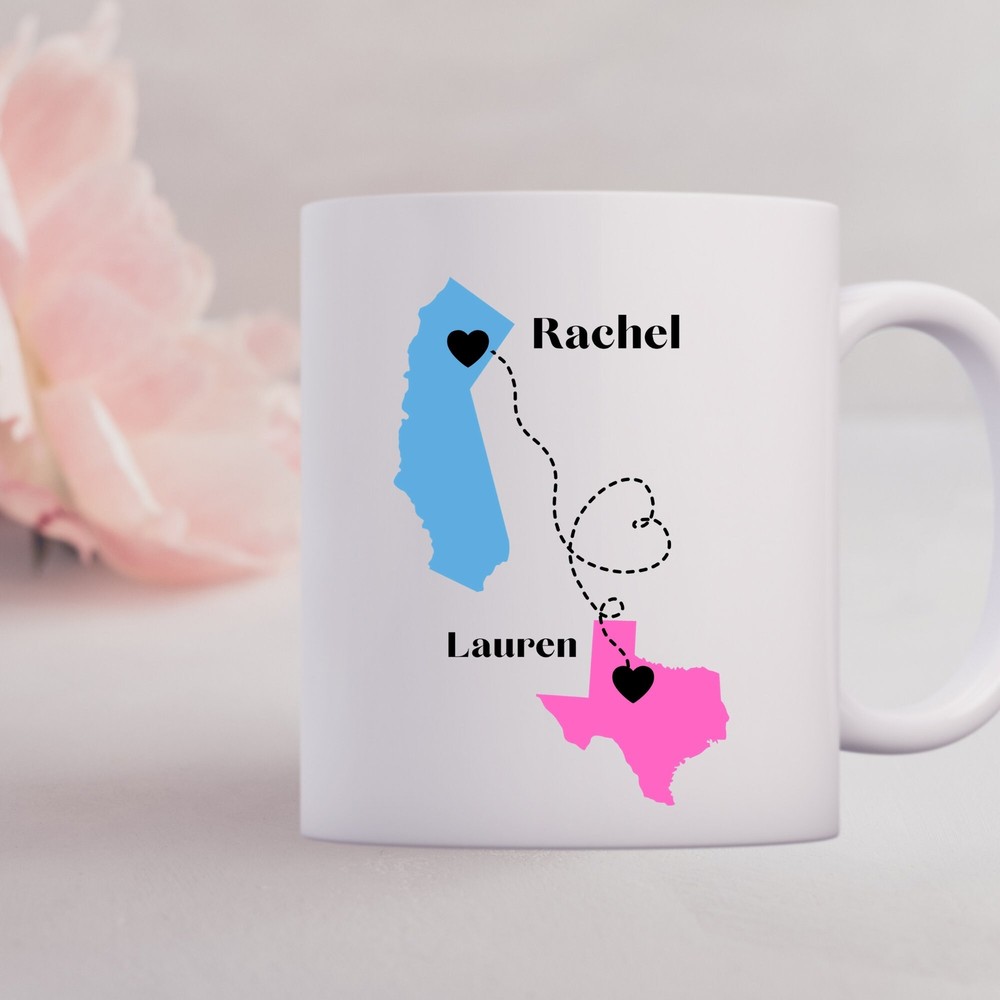 Best Friends Long Distance Mug Personalised Mug With Us World States Best Friend