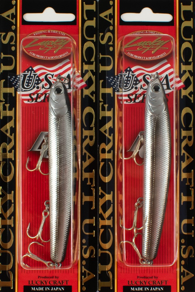 (LOT OF 2) LUCKY CRAFT WANDER SLIM 110 3/4OZ WDS110-067 AURORA SILVER SIDE B6120