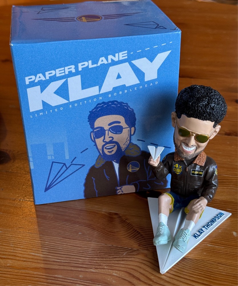 Klay Thompson 2023 Golden State Warriors PAPER PLANE KLAY Bobblehead SGA
